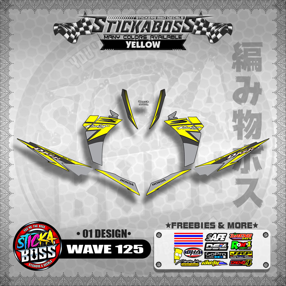Honda Wave Dash 125 Stock Decals (01 Design)【WITH FREEBIES】Malaysia Concept