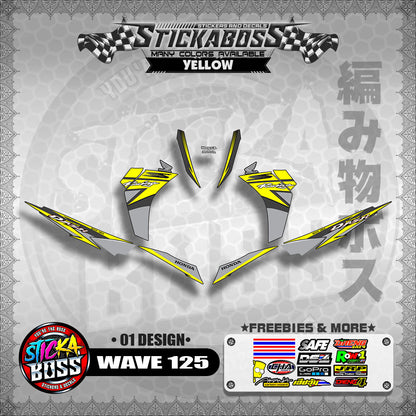 Honda Wave Dash 125 Stock Decals (01 Design)【WITH FREEBIES】Malaysia Concept
