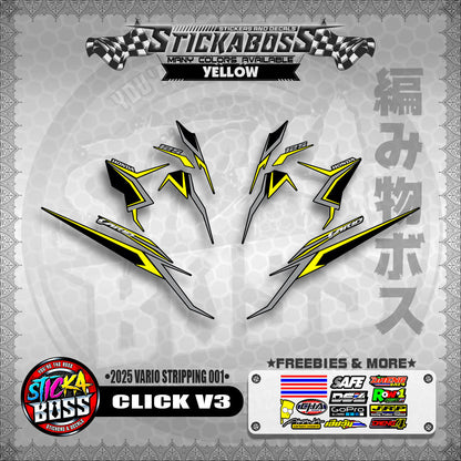 CLICK V3 STICKER DECALS ( 2025 VARIO STRIPPING 001 )【WITH FREEBIES】