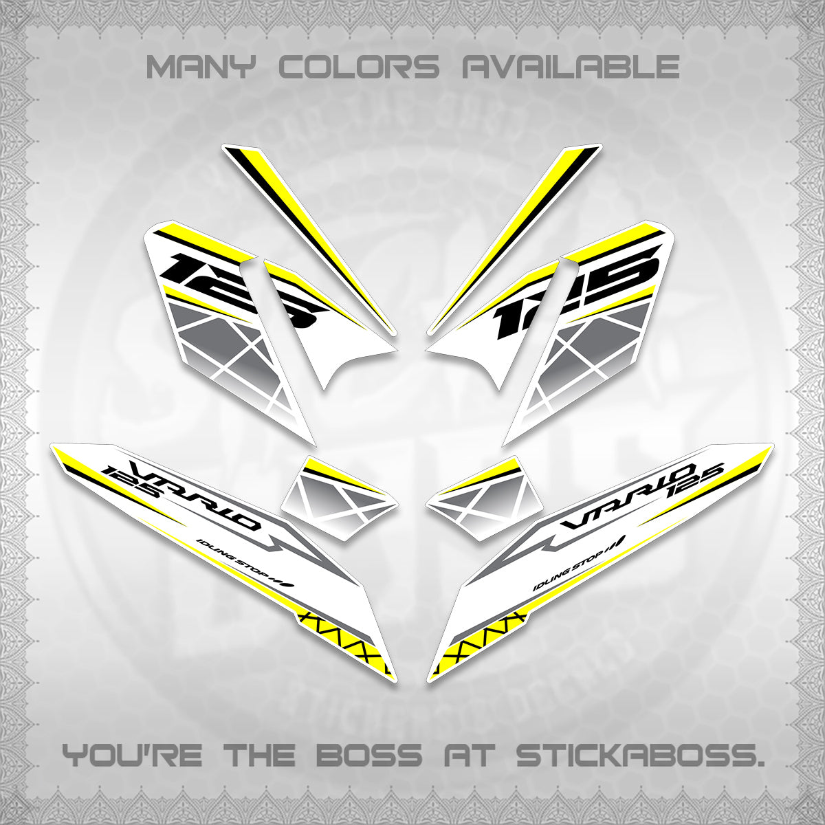 CLICK 125 V4 VARIO FOR WHITE DECALS (2026 MODERN STRIPE DESIGN) STICKER KITS BY STICKABOSS