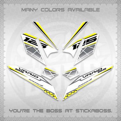 CLICK 125 V4 VARIO FOR WHITE DECALS (2026 MODERN STRIPE DESIGN) STICKER KITS BY STICKABOSS
