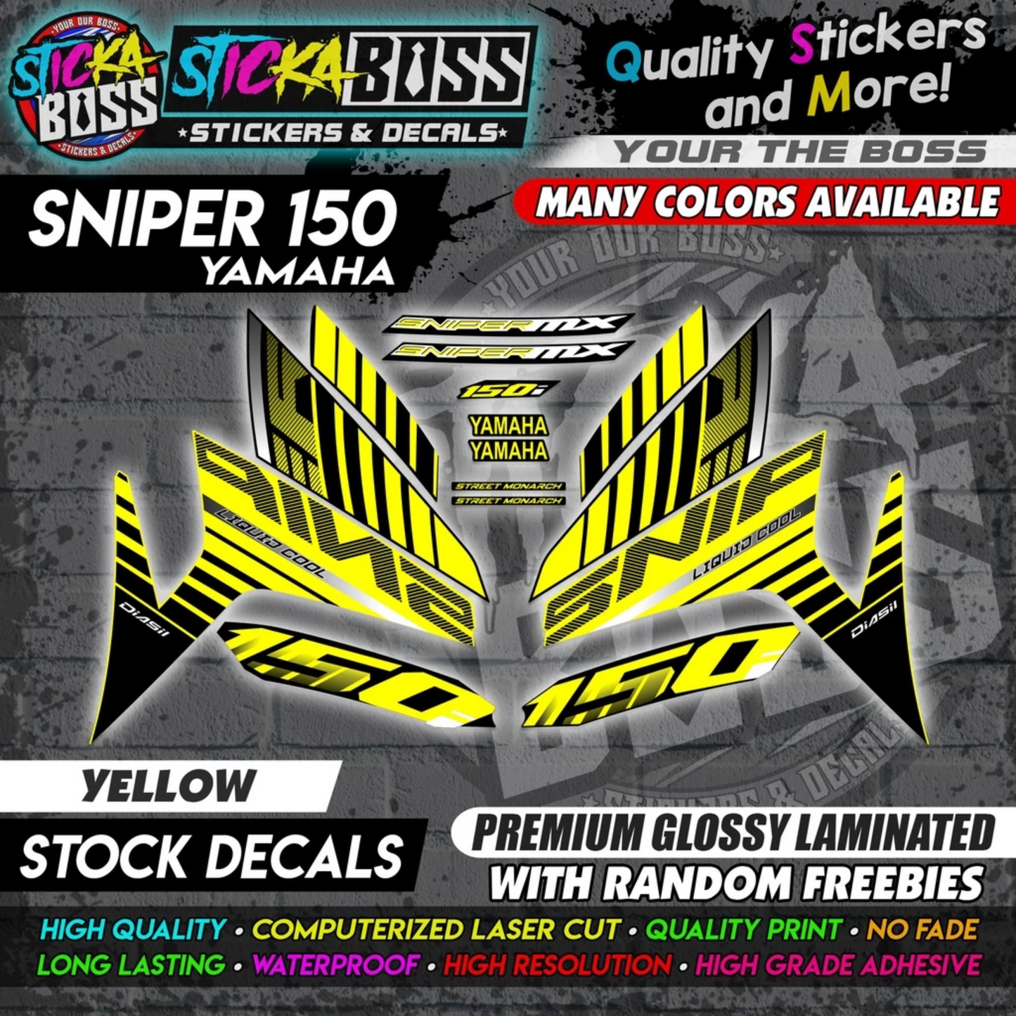 YAMAHA SNIPER 150 Stock Decals [ASSORTED COLORS] Sticker【PREMIUM GLOSSY LAMINATED】