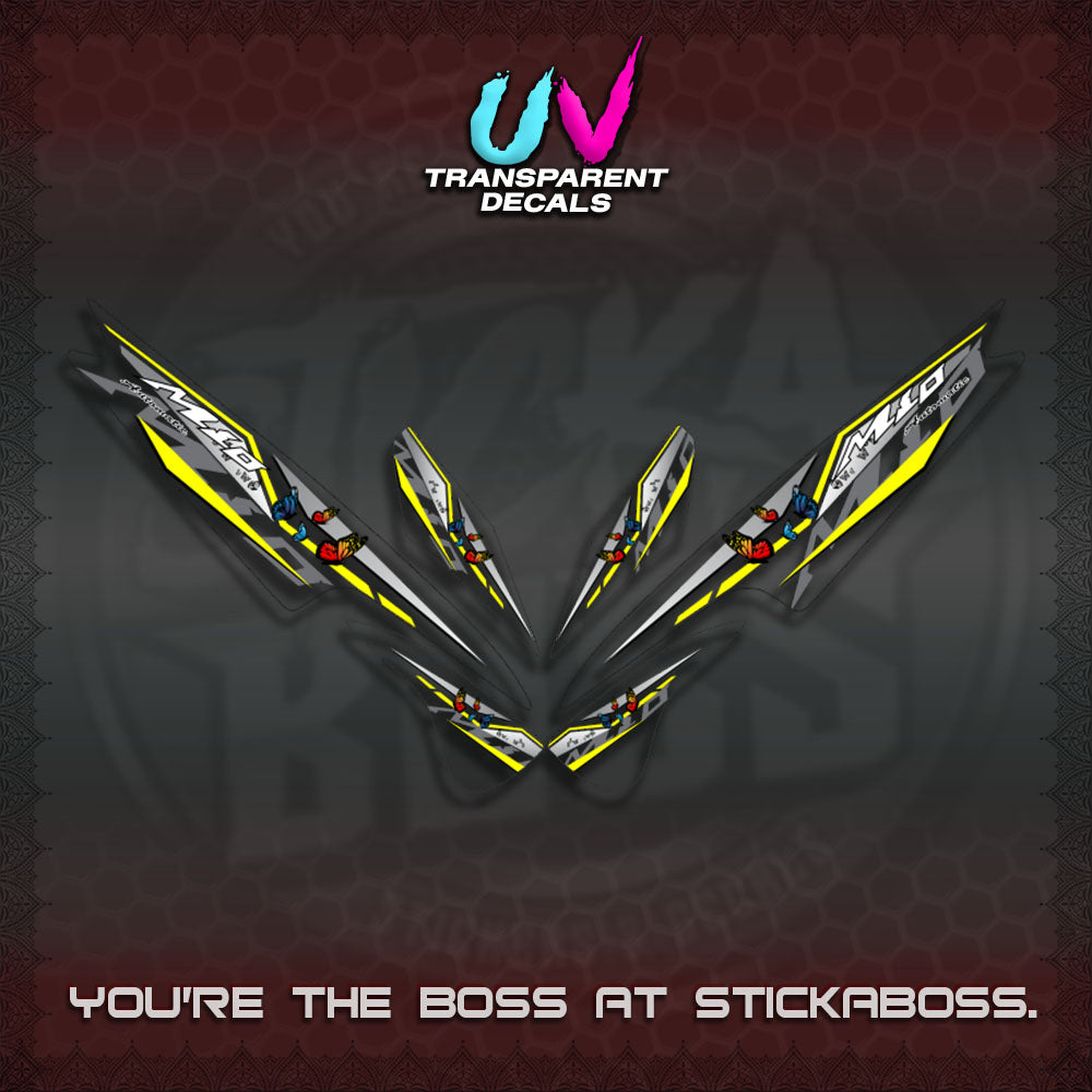 【PREMIUM UV PRINT】TRANSPARENT  MIO SPORTY/SMILE DECALS (BUTERFLY V6 DESIGN)By STICKABOSS