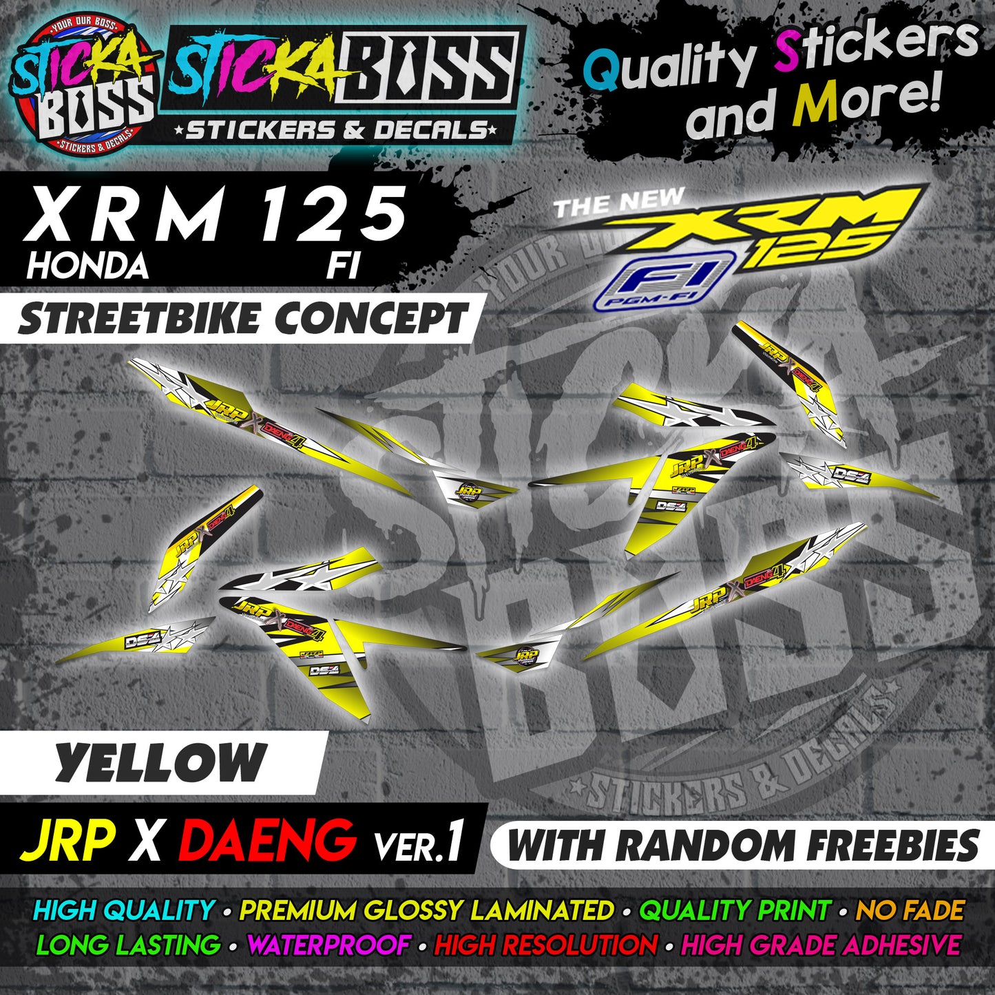 XRM 125 FI Decals - (JRP x DAENG VER.1) [STREET BIKE CONCEPT]【PREMIUM GLOSSY LAMINATED】