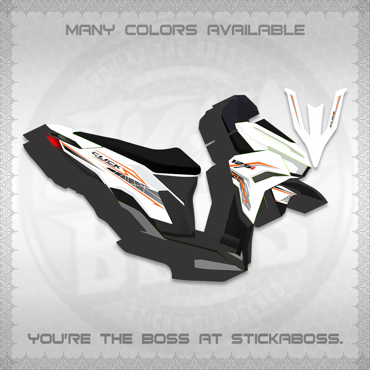 CLICK 125 V3 FOR WHITE DECALS (2023 SIMPLE STRIPE DESIGN) STICKER DECALS By STICKABOSS