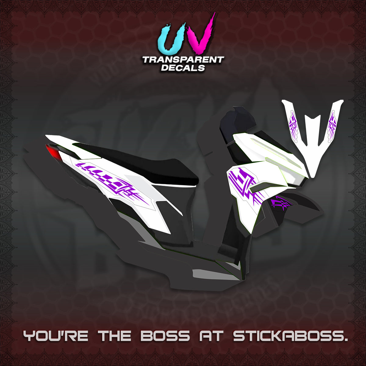 CLICK 125 V3 VARIO INDO-MALAY UV TRANSPARENT DECALS (2026 TRIBAL LINES DESIGN) STICKER DECALS By STICKABOSS
