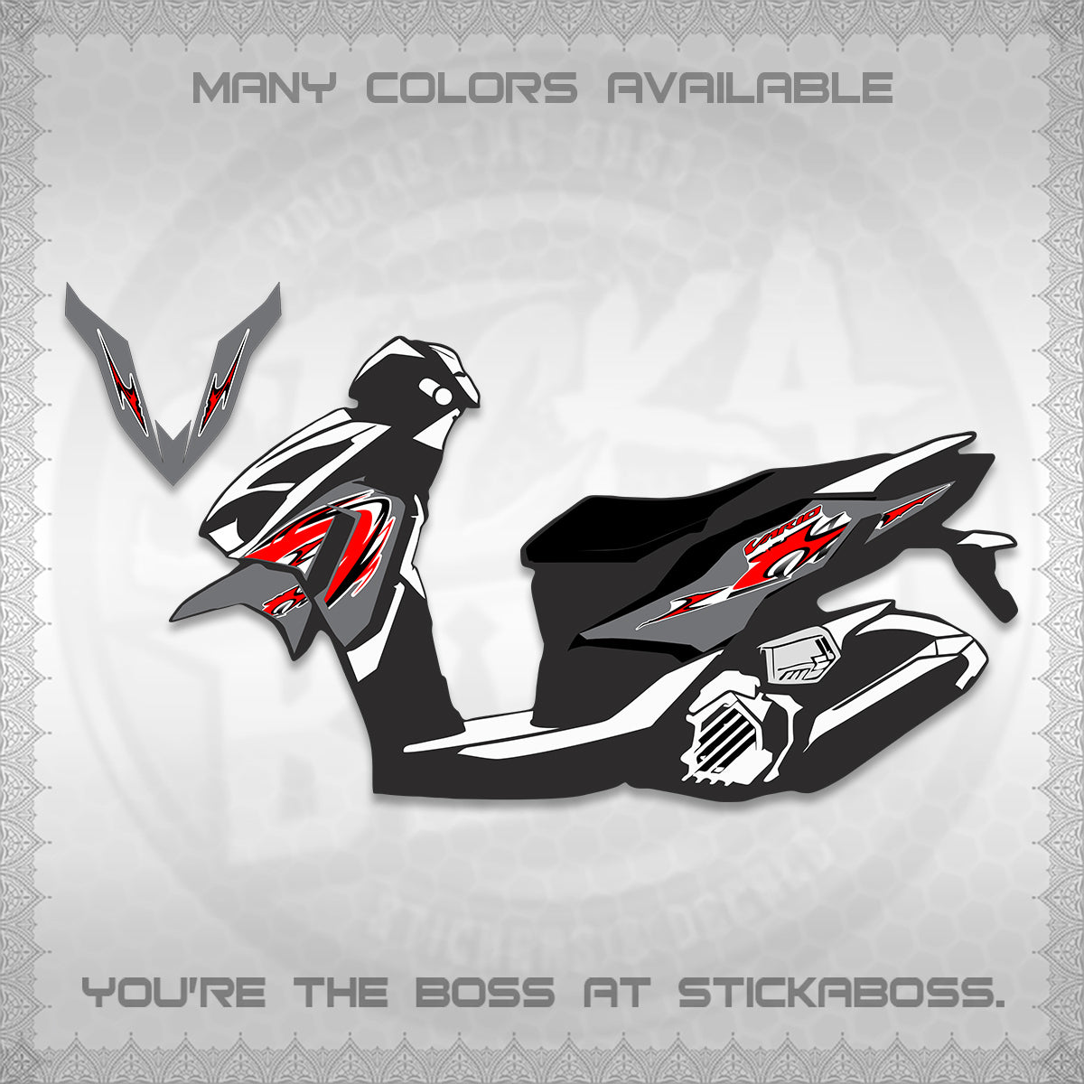 CLICK 125 V4 VARIO STRIPING FOR WHITE DECALS (2026 NEW LED DESIGN) STICKER DECALS By STICKABOSS
