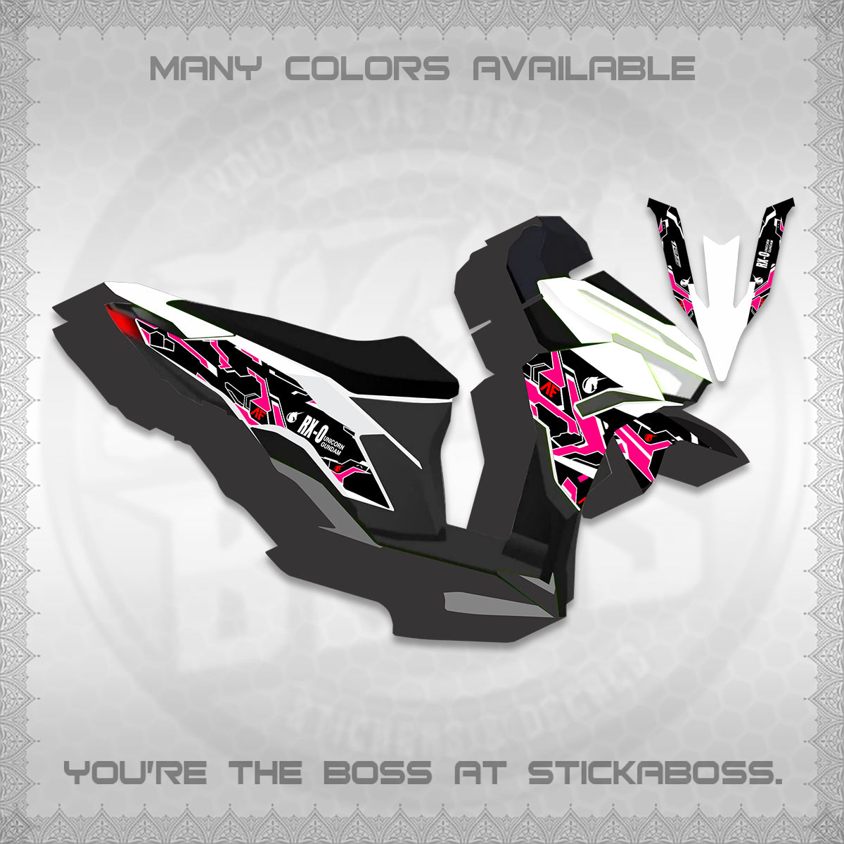 CLICK V3 VARIO DECALS (UNICORN GUNDAM DESIGN) STICKER DECALS By STICKABOSS