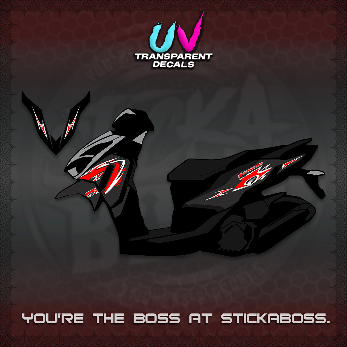 CLICK 125 V4 VARIO STRIPING UV TRANSPARENT DECALS (2026 NEW LED DESIGN) STICKER DECALS By STICKABOSS