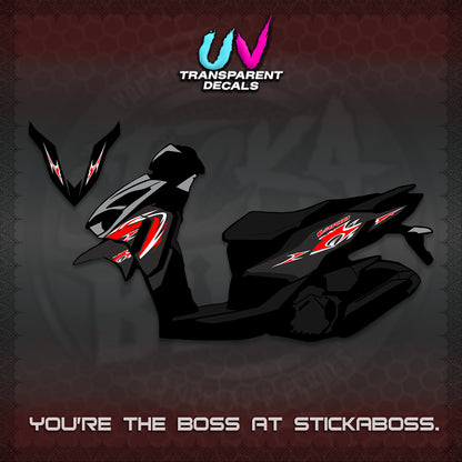 CLICK 125 V4 VARIO STRIPING UV TRANSPARENT DECALS (2026 NEW LED DESIGN) STICKER DECALS By STICKABOSS