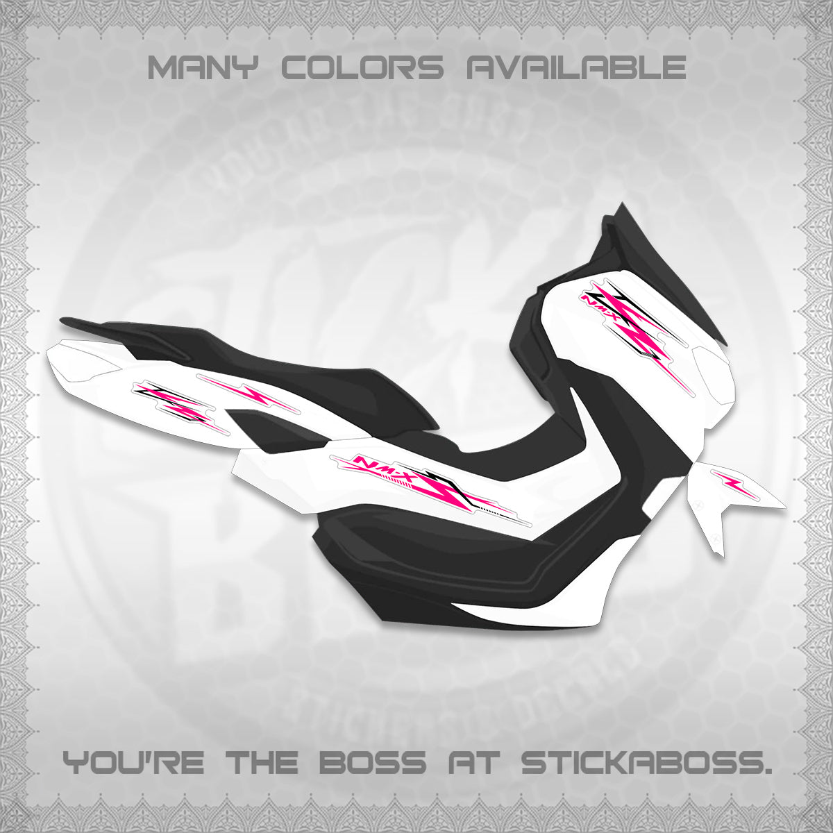 NMAX V2 FOR WHITE DECALS (2024 NM A8 STYLE) STICKER DECALS By STICKABOSS