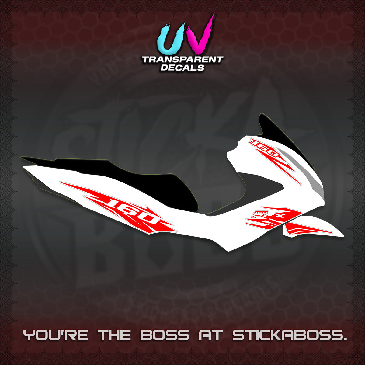 PCX 150 160 INDO UV TRANSPARENT DECALS (2026 NEW 08 DESIGN) STICKER DECALS By STICKABOSS