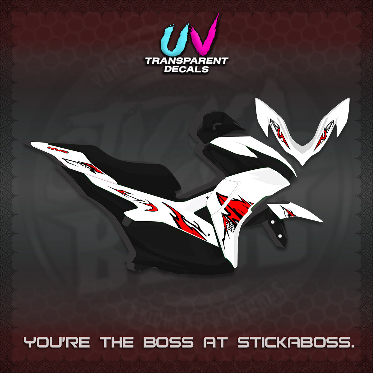 AEROX 155 V2 UV TRANSPARENT (VIETNAM STYLE-1 SPOT) FOR LIGHT COLORED COVER DECALS By STICKABOSS