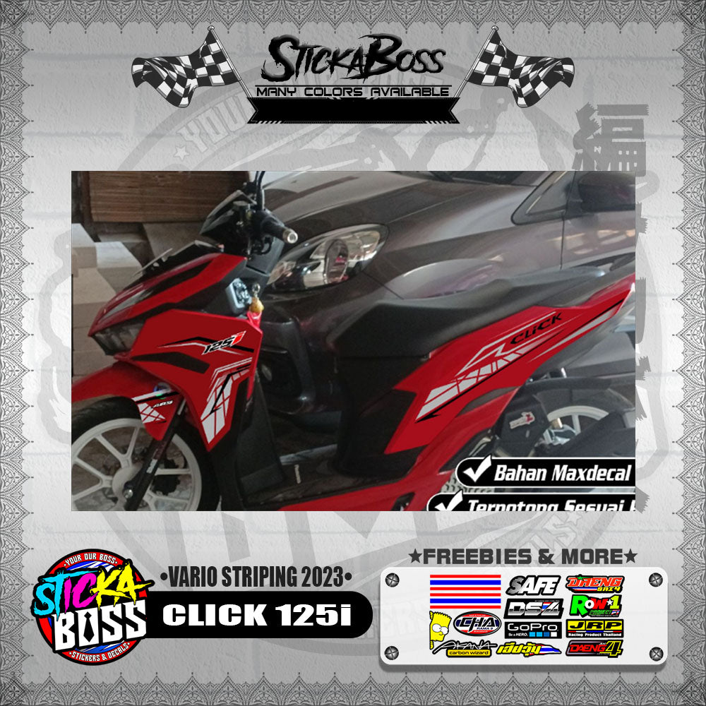 CLICK 125i V3 STOCK DECALS ( VARIO STRIPING 2023 )【WITH FREEBIES】