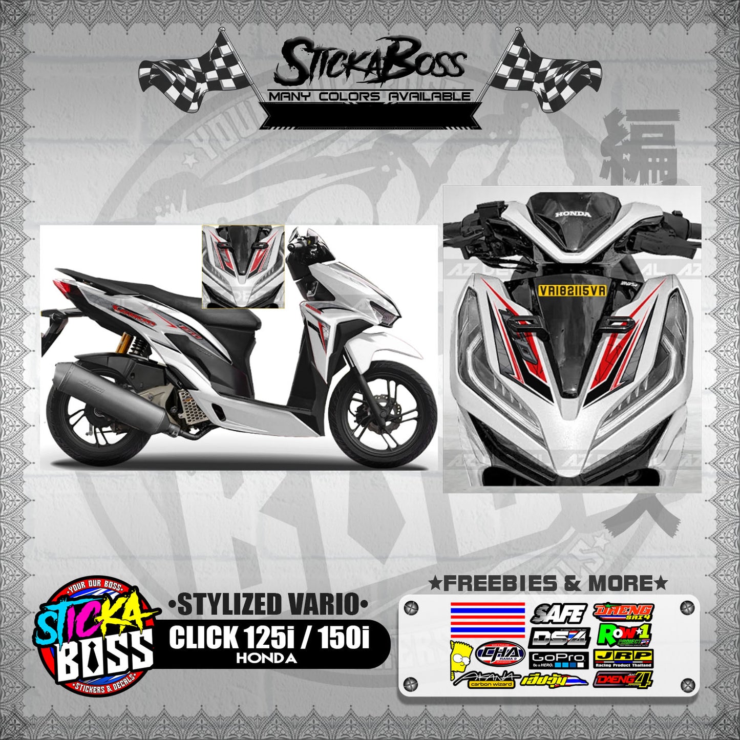 CLICK 125i / 150i V2 DECALS ( STYLIZED VARIO )【WITH FREEBIES】