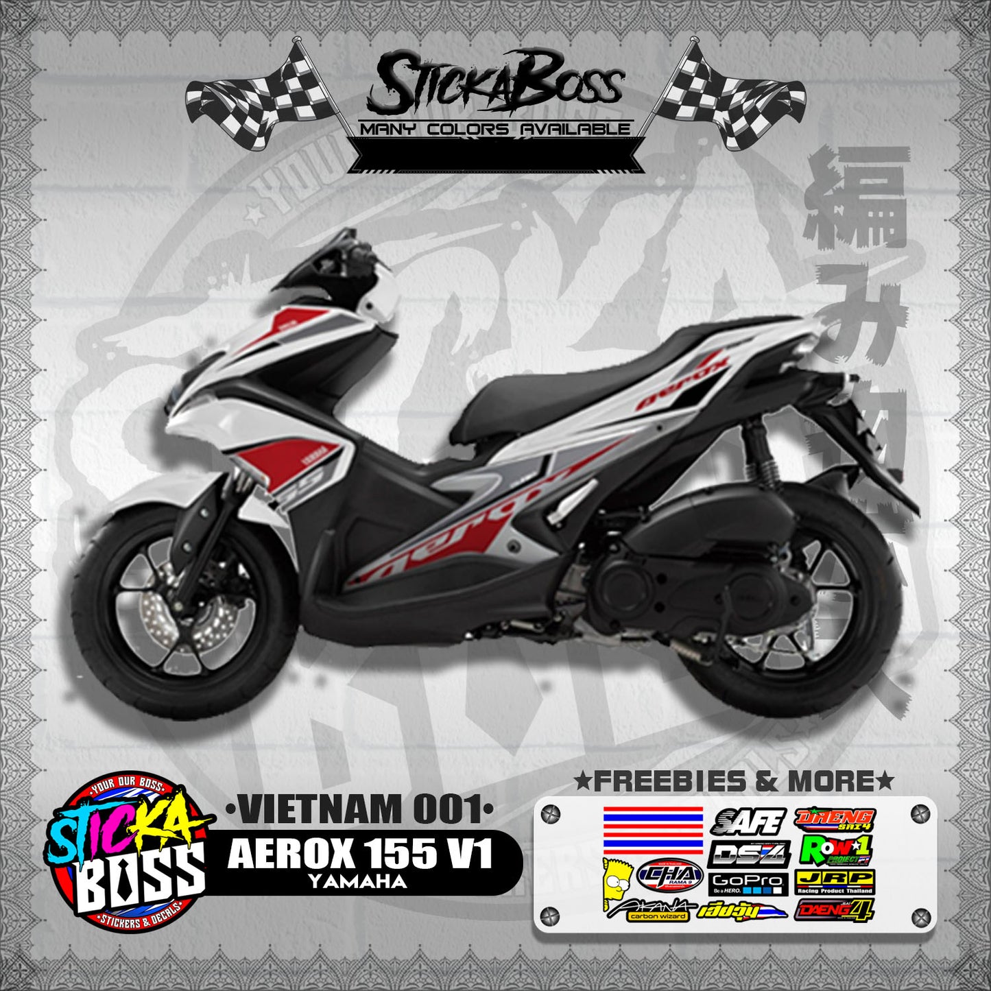 AEROX 155 V1 DECALS ( VIETNAM 001 )【WITH FREEBIES】