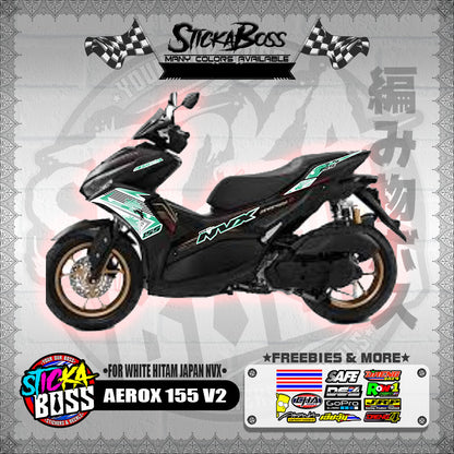 AEROX 155 V2 DECALS ( FOR WHITE HITAM JAPAN NVX 2023 )【WITH FREEBIES】